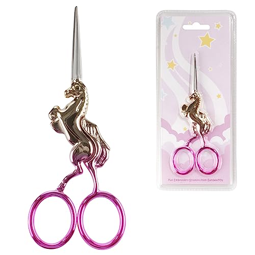 BambooMN JubileeYarn Unicorn Embroidery Craft Stainless Steel Scissors - Gradient - 1 Pair - Image 1