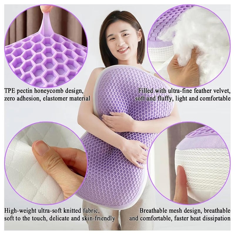 CHERRYLAND Memory Foam Pillow Contour Cervical Orthopedic Supports Neck Pain and Shoulder Pain for Sleeping, Ergonomic Cervical Pillow Neck Support Pillow for Side Back (TPE- Purple Pillow) - Image 5