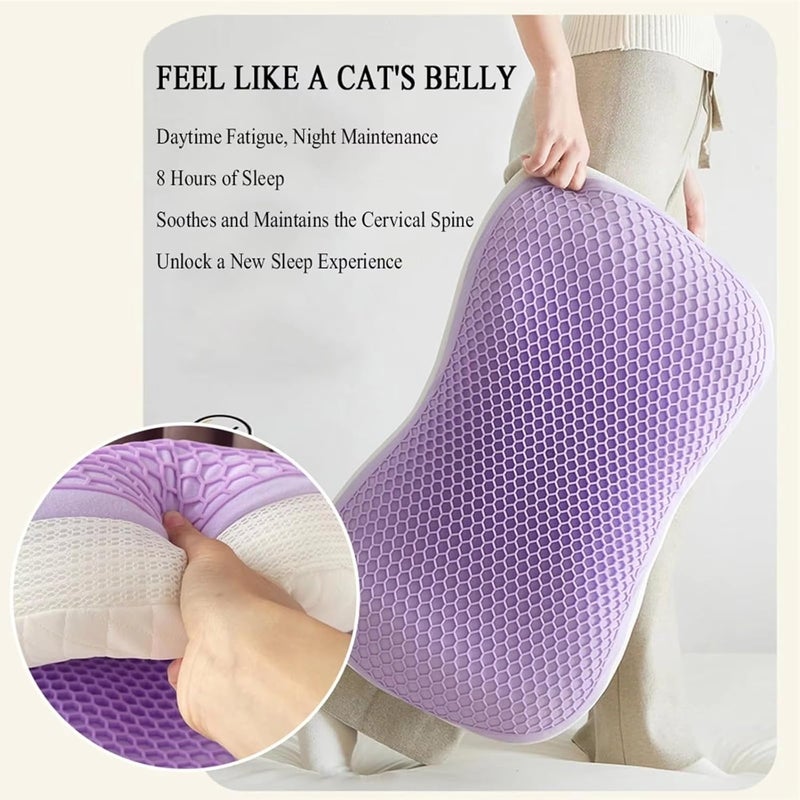 CHERRYLAND Memory Foam Pillow Contour Cervical Orthopedic Supports Neck Pain and Shoulder Pain for Sleeping, Ergonomic Cervical Pillow Neck Support Pillow for Side Back (TPE- Purple Pillow) - Image 3