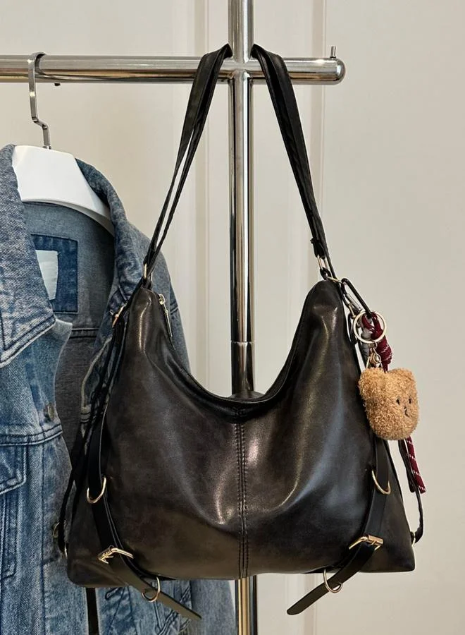 تايك تو Black Faux Leather Shoulder Bag