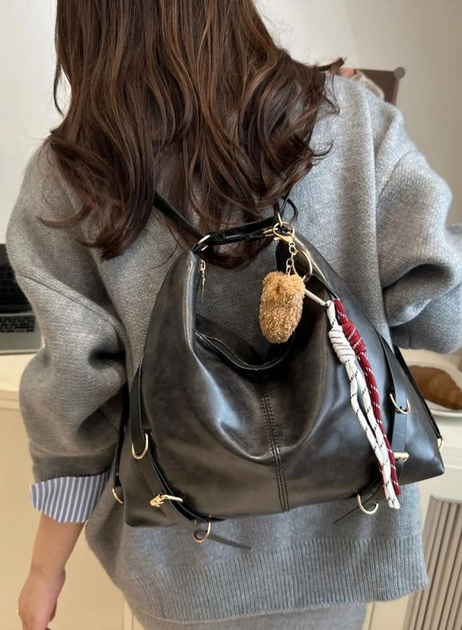 تايك تو Black Faux Leather Shoulder Bag