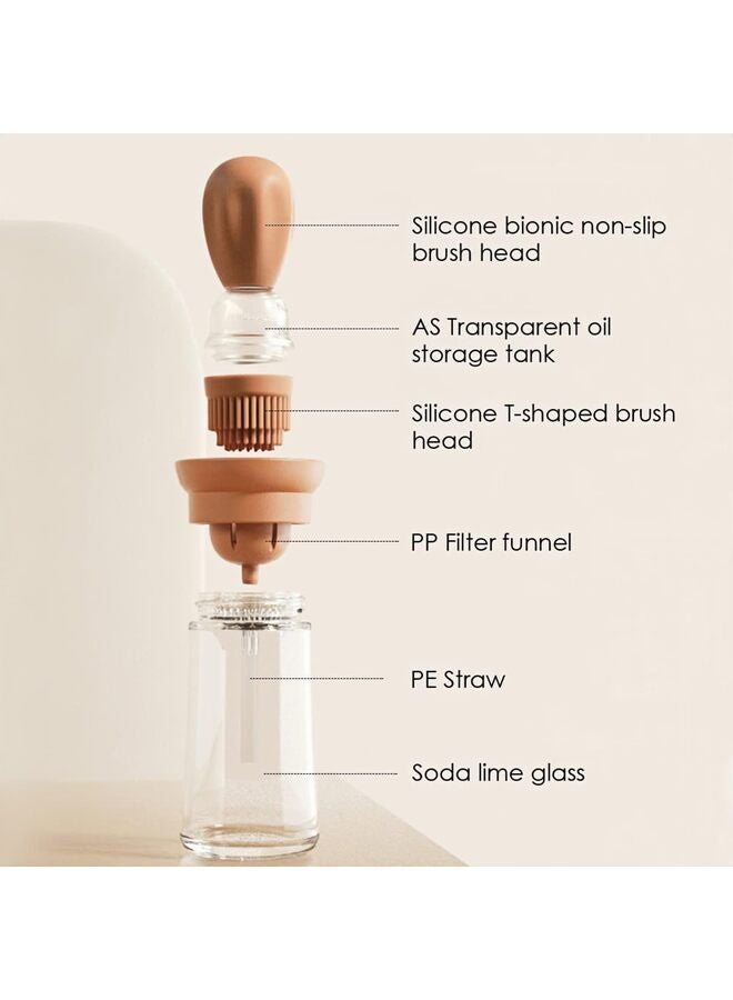 موزع زيت مع فرشاة - موزع زيت زيتون زجاجي للطهي، زجاجة توزيع خل 2 في 1 للمطبخ مع فرشاة دهن من السيليكون لصلصة الخل والشواء والقلي، أحمر - Image 3