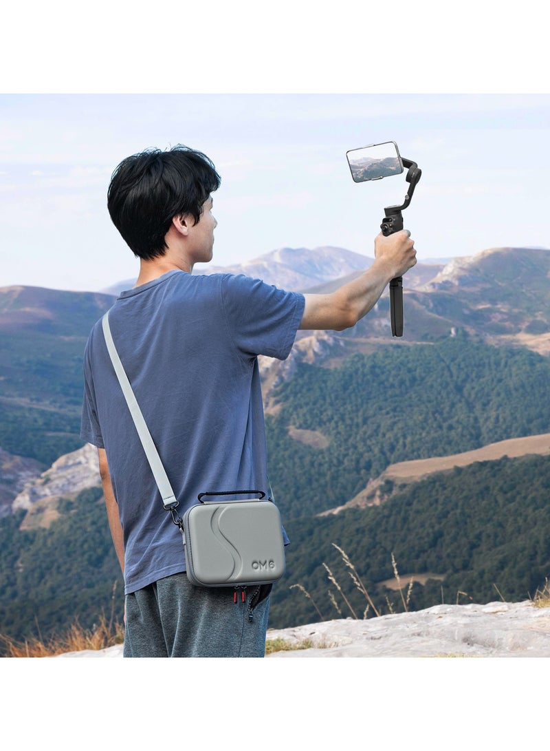 حقيبة سفر لـ DJI OM 6، حقيبة تخزين صلبة محمولة مقاومة للماء للهواتف الذكية DJI Osmo Mobile 6 ومثبت وملحقات جيمبال، رمادي - Image 3