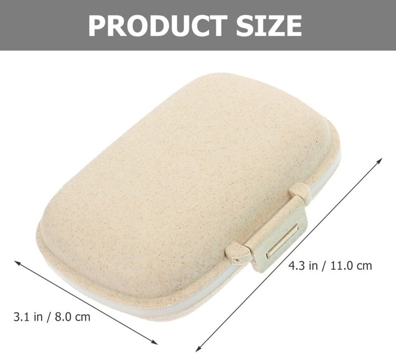 Garneck 2pcs Portable Double Layer Airtight Pill Organizer Box with 8 Compartments Travel Medicine Storage Case Beige - Image 2