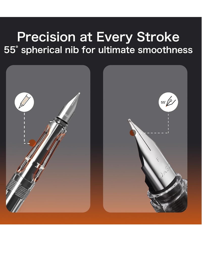 KASTWAVE طقم أقلام حبر ذاتي التعبئة، قلم حبر، إعادة تعبئة تلقائية للحبر بدون خراطيش حبر أو محول، يتضمن حبر زجاجي أسود، تشطيب كروم، قلم رفيع - كتابة سلسة، تدوين، خط عربي - Image 3