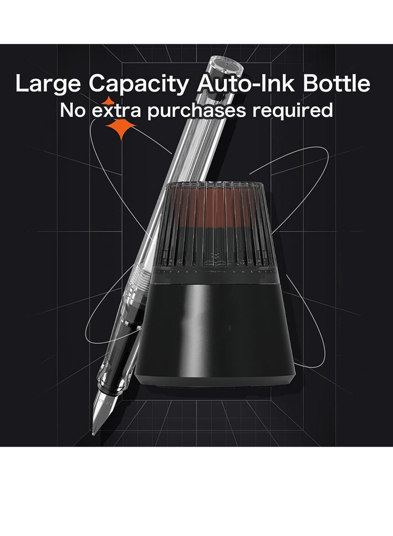 KASTWAVE طقم أقلام حبر ذاتي التعبئة، قلم حبر، إعادة تعبئة تلقائية للحبر بدون خراطيش حبر أو محول، يتضمن حبر زجاجي أسود، تشطيب كروم، قلم رفيع - كتابة سلسة، تدوين، خط عربي - Image 5