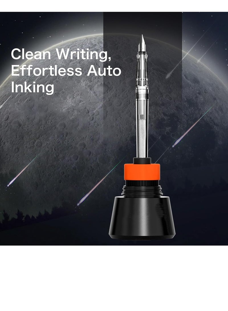 KASTWAVE طقم أقلام حبر ذاتي التعبئة، قلم حبر، إعادة تعبئة تلقائية للحبر بدون خراطيش حبر أو محول، يتضمن حبر زجاجي أسود، تشطيب كروم، قلم رفيع - كتابة سلسة، تدوين، خط عربي - Image 4