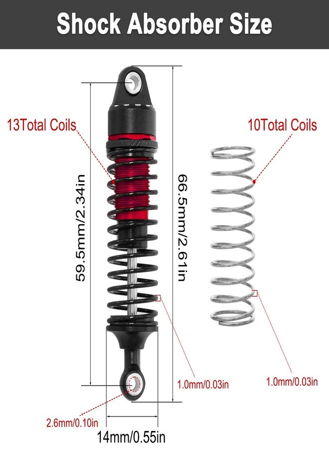 LRFHL RC Shock Absorber Set Aluminum Adjustable Shock Damper for Arrma 1/18 Granite Grom 1/16 Mojave Grom 1/14 Typhon Grom RC Truck Upgrade Parts (4PCS, Red) - Image 2
