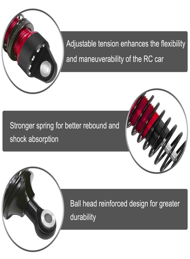 LRFHL RC Shock Absorber Set Aluminum Adjustable Shock Damper for Arrma 1/18 Granite Grom 1/16 Mojave Grom 1/14 Typhon Grom RC Truck Upgrade Parts (4PCS, Red) - Image 4