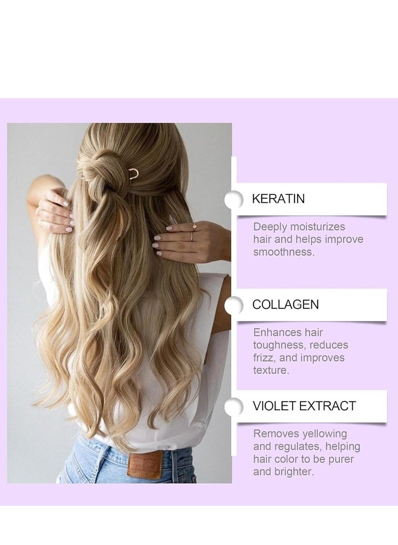 EELHOE Purple Hair Mask - Keratin Hair Treatment, Repair & Nourishment Treatment for Bleached, Deep Conditioner and Toner for Blonde and Bleached Hair, Collagen Hair Mask for Color Treated Locks (100g) - Image 2