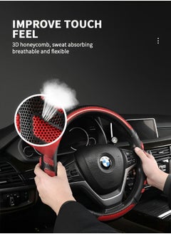 GROIC Steering Wheel Cover，Universal 38cm Steering Wheel Cover Great Grip with 3D Honeycomb Anti-Slip Design, Car Decoration Accessories,Automotive Supplies  - Image 3