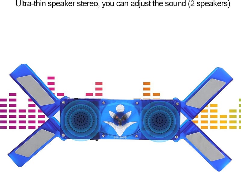 Laptop Cooling Pad 2 Fan Light - Emitting Foldable USB Portable Notebook Cooler Base DR - 2009, Blue LED Cooling Fan with Dual Speakers for 12-17 Inch Laptops - Image 3