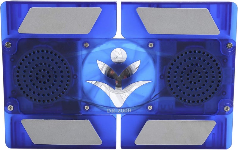 Laptop Cooling Pad 2 Fan Light - Emitting Foldable USB Portable Notebook Cooler Base DR - 2009, Blue LED Cooling Fan with Dual Speakers for 12-17 Inch Laptops - Image 2