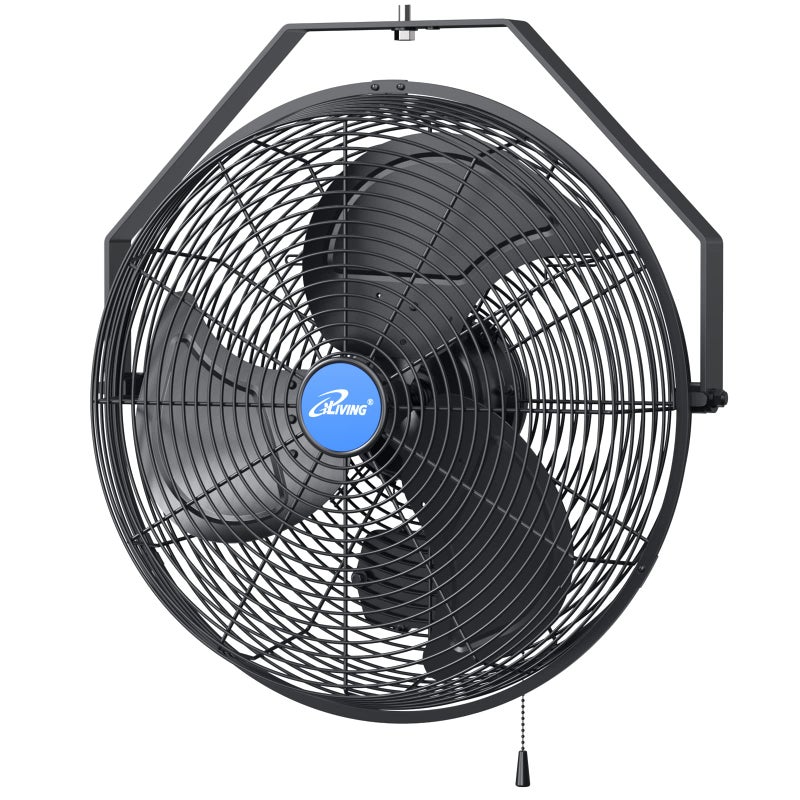 Iliving iLiving 18 Wall Mounted Variable Speed IndoorOutdoor Weatherproof Fan Industrial grade for Patio Greenhouse Garage Workshop and Loading Dock 6360 CFM Black 