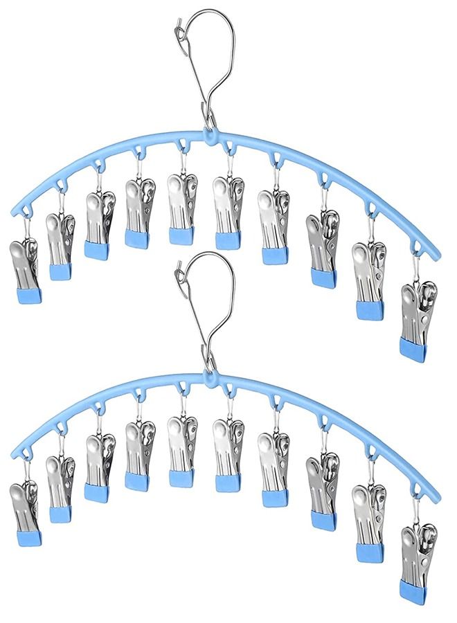 Hanging Drying Rack 2pcs Hanging Drying Rack with 10 Clips Laundry Drying Rack  - Image 1