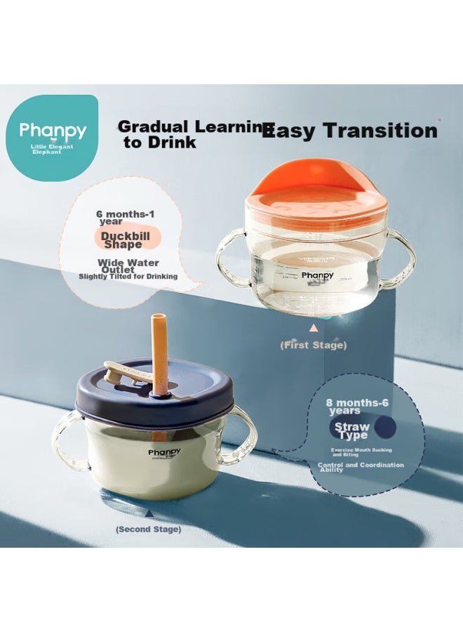 Xiaoya Elephant Xiaoya Xiang Straw Cup For Children, Milk Drinking Training, Graduated Handle, Duck-billed Cup, Anti-fall Rice Paste Cup, Baby Milk Cup, Water Cup - Image 1
