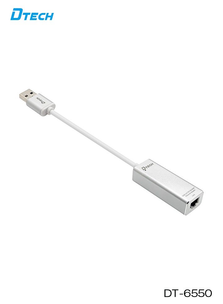 DTECH USB 3.0 to RJ45 Gigabit Ethernet Adapter | Supports 10/100/1000 Mbps | Compatible with Windows, MacOS, Linux | Aluminum Case | Plug & Play LAN Converter | Silver - Image 3