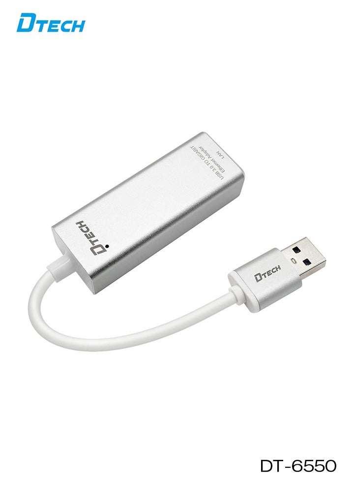 DTECH USB 3.0 to RJ45 Gigabit Ethernet Adapter | Supports 10/100/1000 Mbps | Compatible with Windows, MacOS, Linux | Aluminum Case | Plug & Play LAN Converter | Silver - Image 4