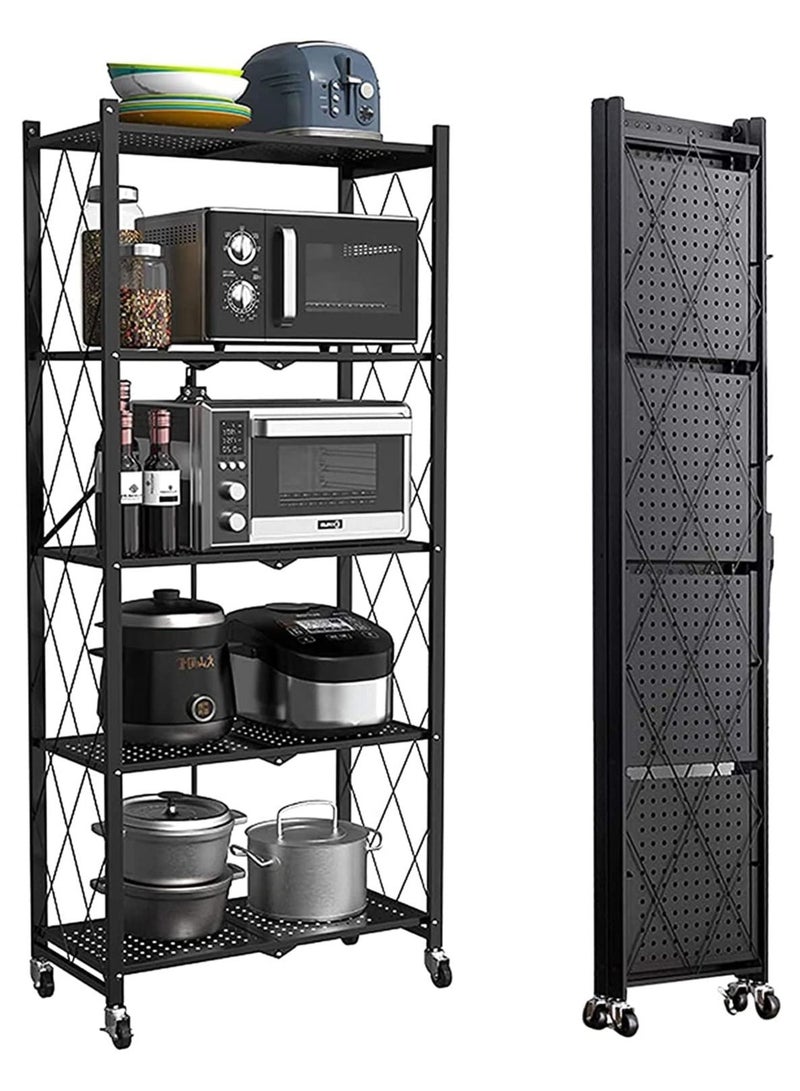 DubaiGallery Foldable Storage Shelves 5 Tier, Storage Racks Kitchen Cabinet, Shelf Storage Multipurpose Rack for Living Room Bedroom Kitchen Garage Easy Assembly 5-shelf - Image 1