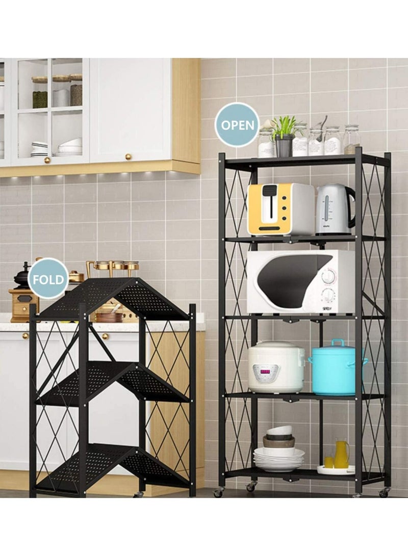 DubaiGallery Foldable Storage Shelves 5 Tier, Storage Racks Kitchen Cabinet, Shelf Storage Multipurpose Rack for Living Room Bedroom Kitchen Garage Easy Assembly 5-shelf - Image 3