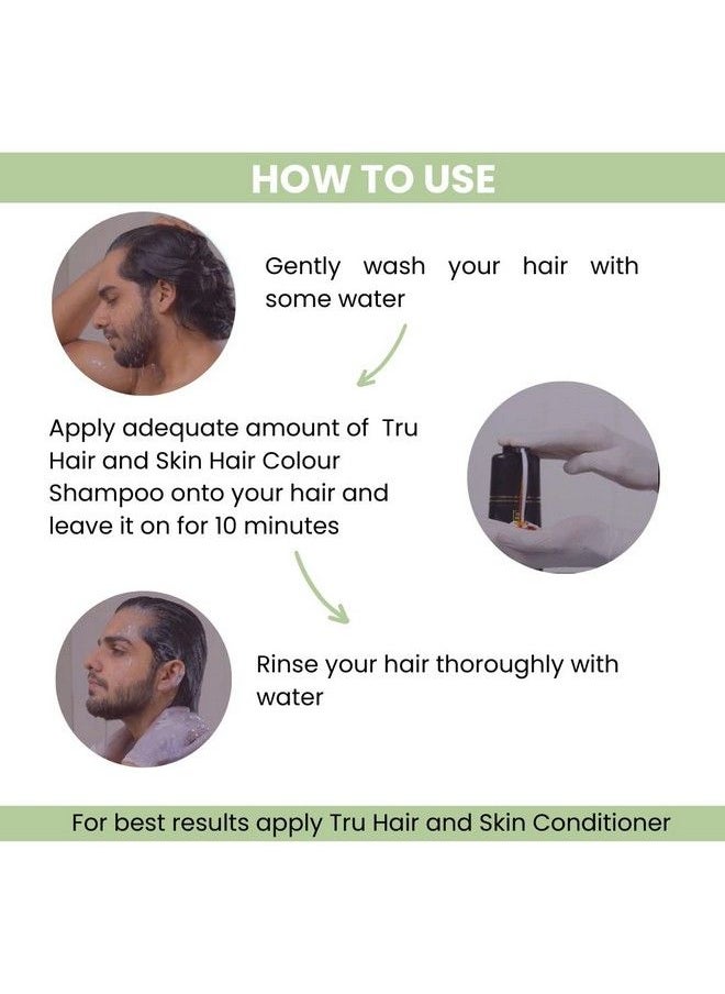 TRU HAIR Black Colour Shampoo With Free Shampoo Brush ; Head Mustache & Beard; Colour Your Hair In 10Mins 180Ml  - Image 5