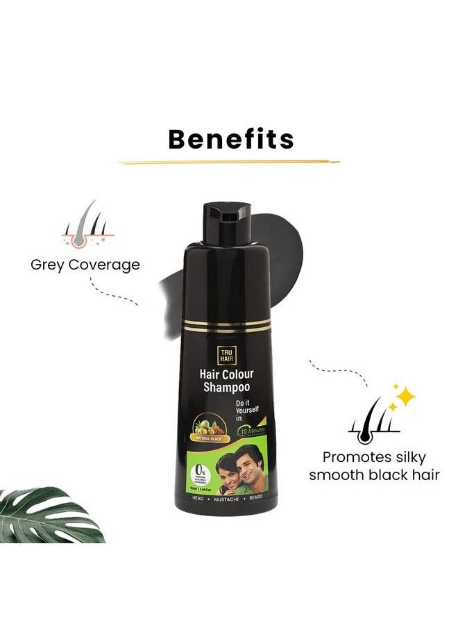 TRU HAIR Black Colour Shampoo With Free Shampoo Brush ; Head Mustache & Beard; Colour Your Hair In 10Mins 180Ml  - Image 3