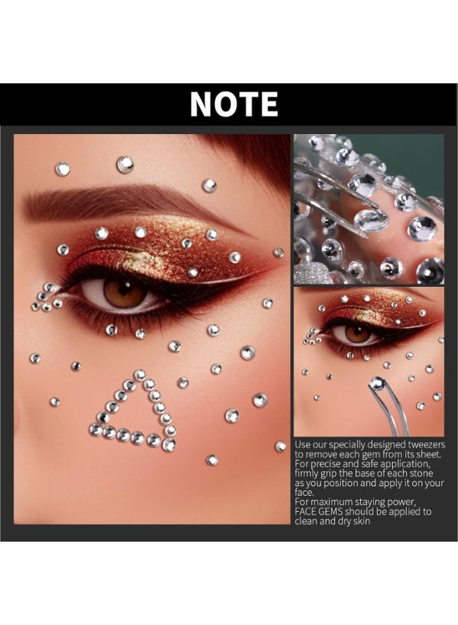 4-Sheet Face Gems Self Adhesive Face Rhinestones for Makeup Festival,Pearl Rhinestones Stickers for Face, Hair, Eye - Image 2