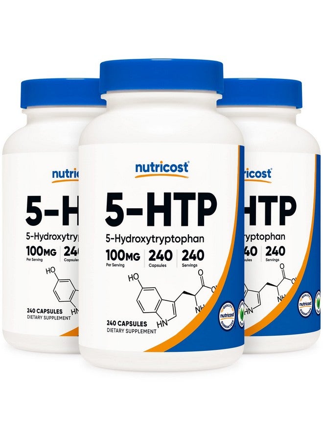 Nutricost 5-HTP 100mg, 240 Vegetarian Capsules (5-Hydroxytryptophan) - Non-GMO & Gluten Free (3 Bottles) - Image 1