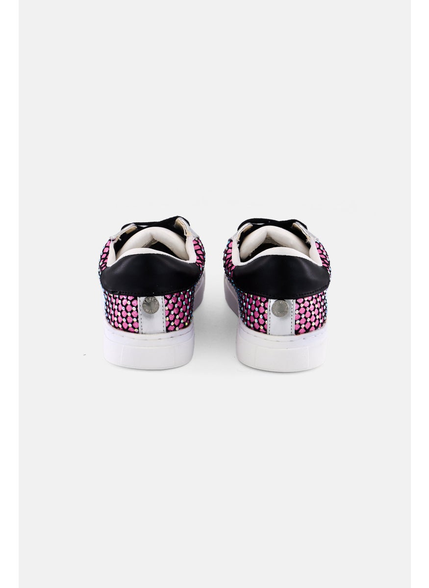 STEVE MADDEN - Kids Girl Jrowdy Lace Up Shoes, White Combo - Image 1
