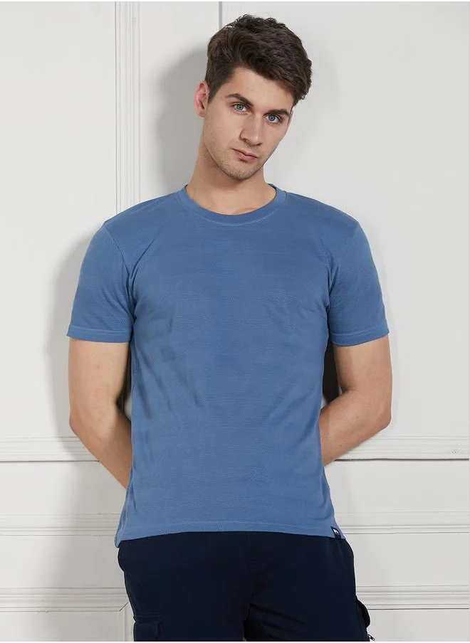 Dennis Lingo Regular Fit Textured Round Neck T-Shirt by Styli