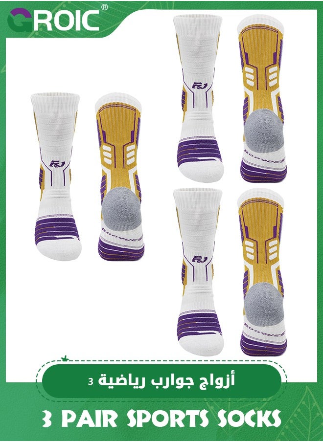 GROIC 3 Pair Elite Basketball Socks, Athletic Socks with 3D Ankle Protection, Football Socks & Running Socks, Compression Cushion Sport Socks Unisex  - Image 1