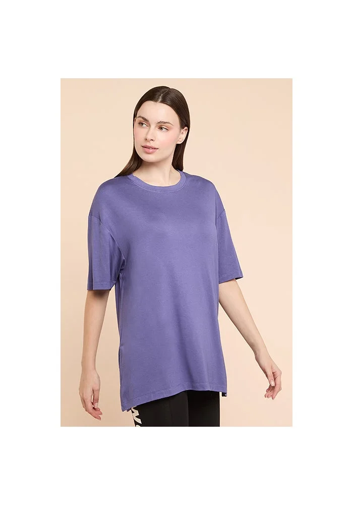 R&b  Solid Oversized Active T-Shirts with Crew Neck and Short Sleeves for Women | Best Price UAE