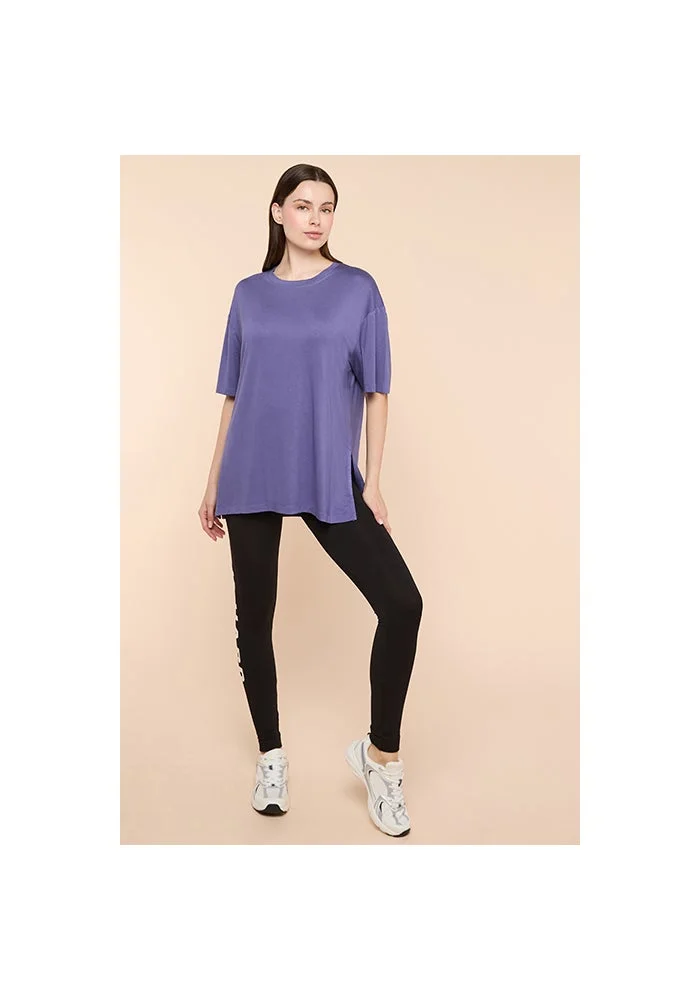 R&b  Solid Oversized Active T-Shirts with Crew Neck and Short Sleeves for Women | Best Price UAE