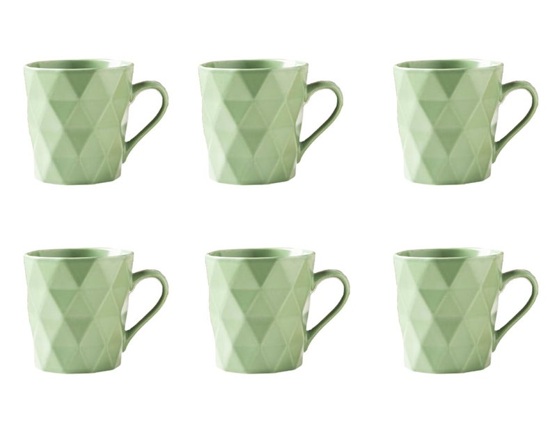 MIWARE 11 Ounce Porcelain Mugs, Set of 6, Tea and Cocoa Mug Set, Matcha Green, Matte - Image 1