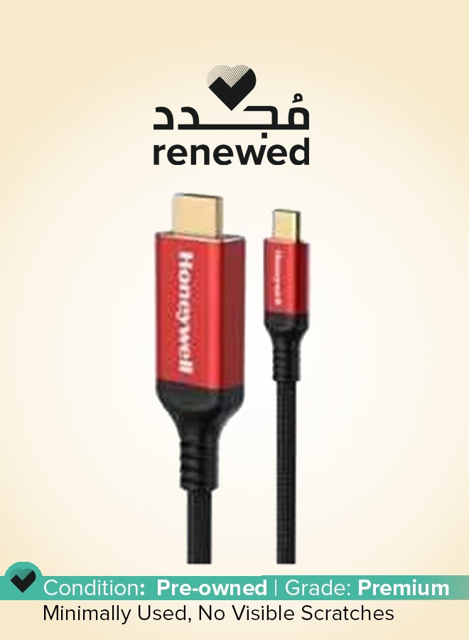 Honeywell Renewed - Type C to 2.0 HDMI Cable, 2Mtr Compatible With TV, Laptop, Type-C Smartphone, Projector, etc - Red - Image 1