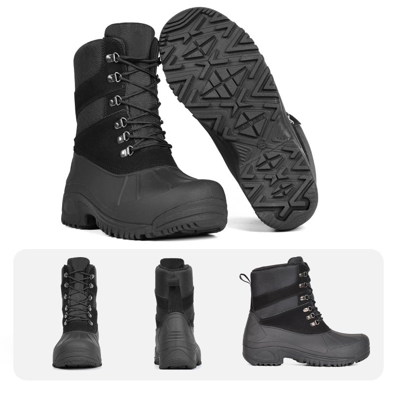 Furuian Winter Steel Toe Boots for Men Waterproof Safety Work Boots for Men Insulated Winter Snow Boot Mens Non Slip Hiking Duck Boot - Image 4