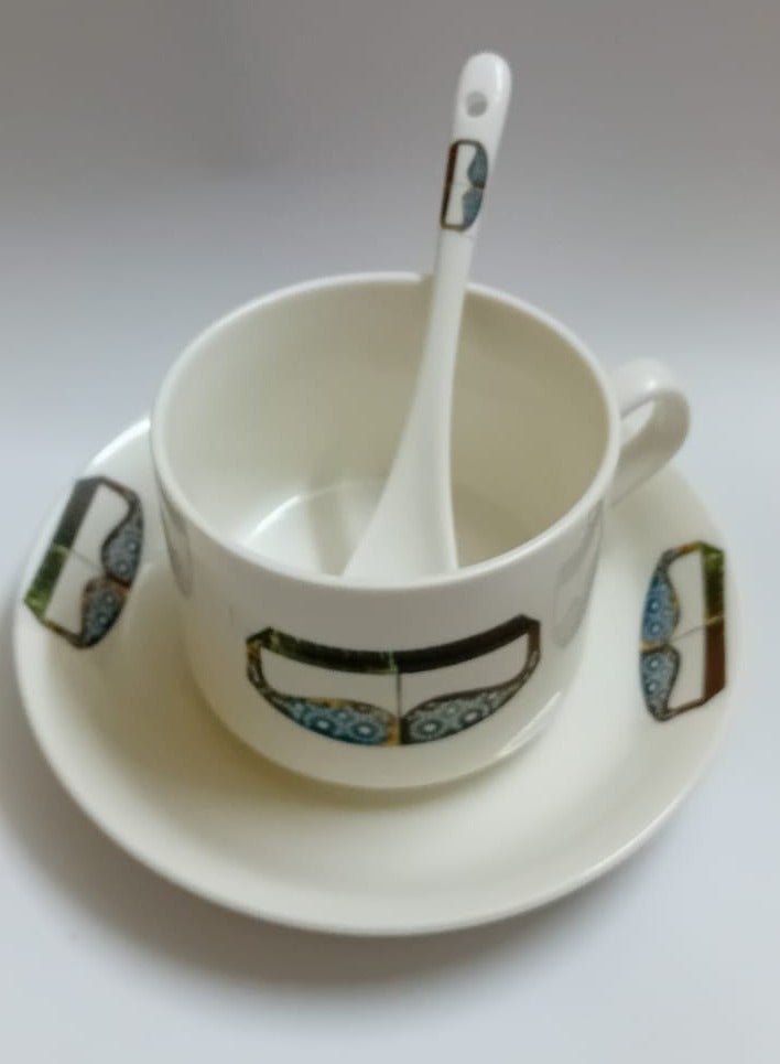 el7la.store Mug SET ( COFFE MUG , SAUCER, SPOON) with Traditional Burqa Design - Image 2