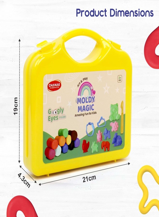Aditi toys Moldy Magic Creative Art & Craft Playdough with Foldable Suitcase, Air Dry Clay for Toddlers & Kids Age 3+, Includes 10 Colorful Dough 25gm Each & 13 Sculpting Tools