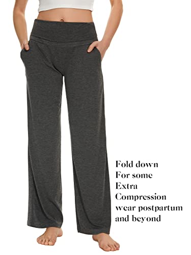 Ecavus Women's Maternity Wide/Straight Versatile Comfy Palazzo Lounge Pants Stretch Pregnancy Trousers with Pockets - Image 3