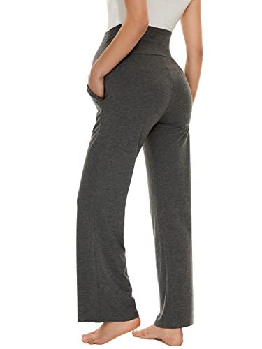Ecavus Women's Maternity Wide/Straight Versatile Comfy Palazzo Lounge Pants Stretch Pregnancy Trousers with Pockets - Image 5