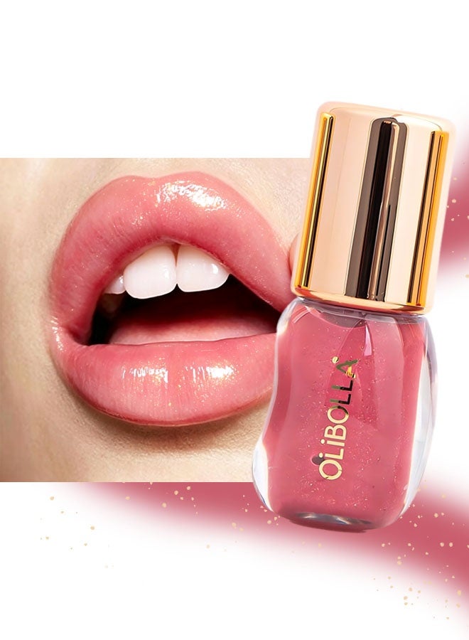 OLIBOLLA Glossy Plump Lip Oil，Nude Tint Glass Shine Lip Oil Gloss – High Pigment Hydrating Lip Serum Jelly Lip, Non-Sticky Mirror Glazed Finish, Smooths Lip Lines, Plumping Juicy Shine #02 - Image 1