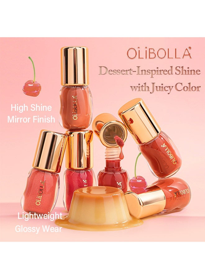 OLIBOLLA Glossy Plump Lip Oil，Nude Tint Glass Shine Lip Oil Gloss – High Pigment Hydrating Lip Serum Jelly Lip, Non-Sticky Mirror Glazed Finish, Smooths Lip Lines, Plumping Juicy Shine #02 - Image 3