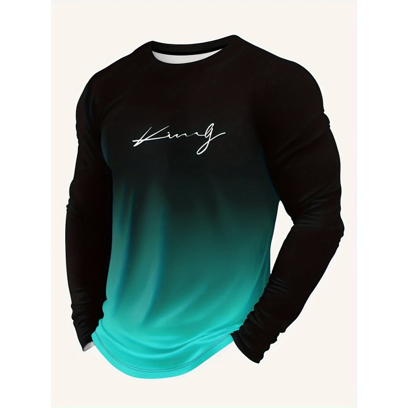 2025 New Long-Sleeved T-Shirt Round Neck Pullover Simple Casual 3D Digital Printing For Men - Image 1