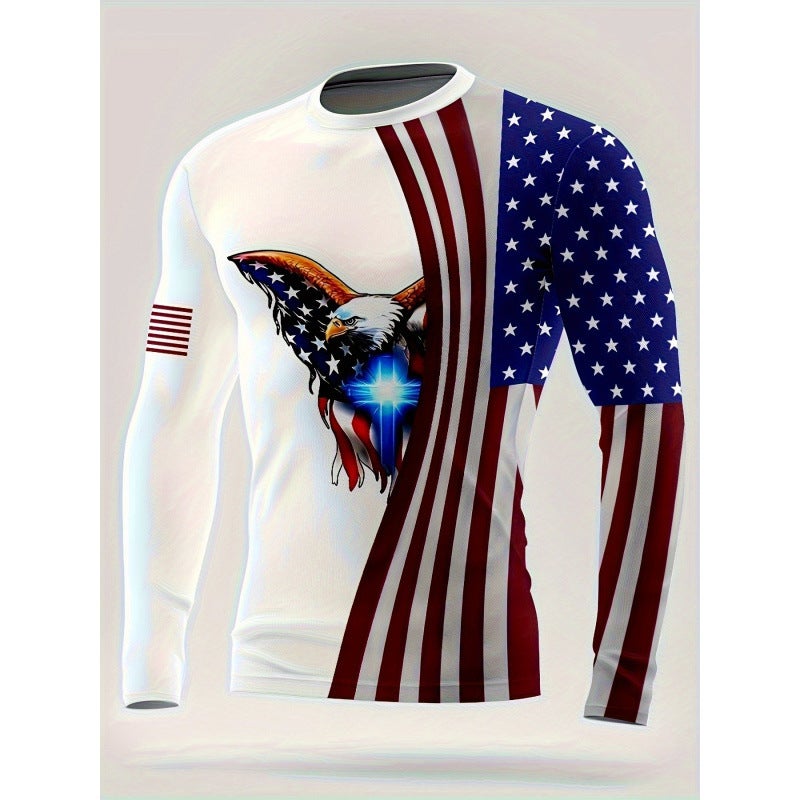 2025 New Long-Sleeved T-Shirt Round Neck Pullover Simple Casual 3D Digital Printing For Men - Image 3