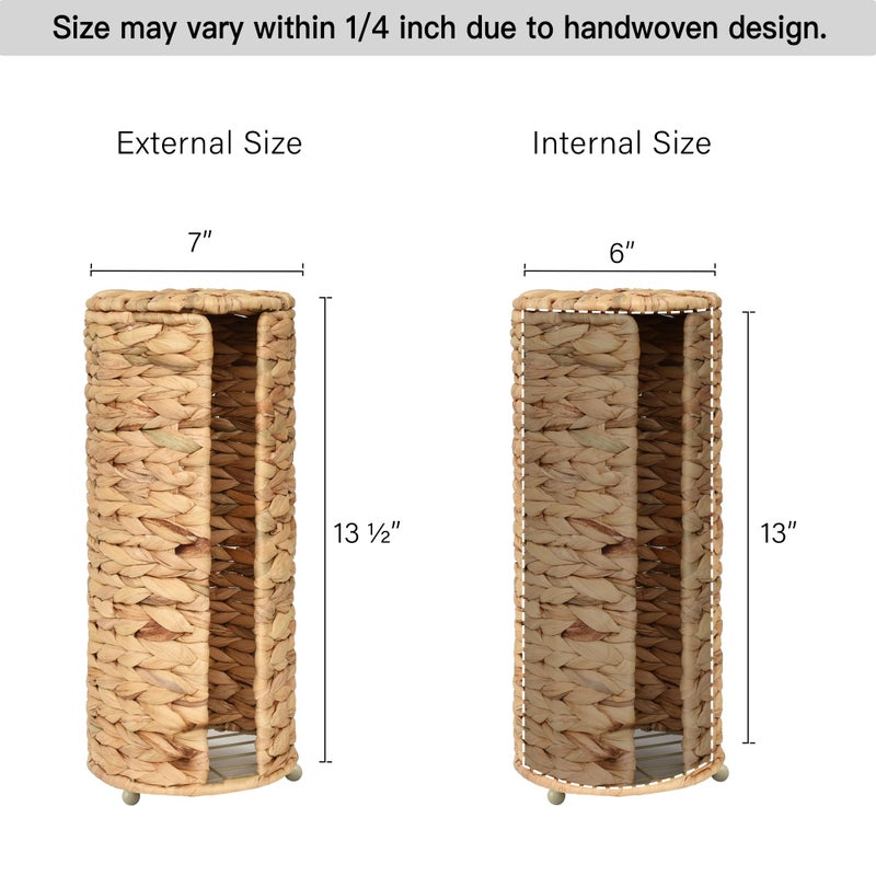 StorageWorks Water Hyacinth Free Standing Toilet Paper Holder Stand for Bathroom  3 Rolls of Toilet Tissue Storage  Toilet Roll Holder Stand for Powder Room and Under Sink - Image 2