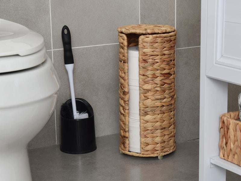 StorageWorks Water Hyacinth Free Standing Toilet Paper Holder Stand for Bathroom  3 Rolls of Toilet Tissue Storage  Toilet Roll Holder Stand for Powder Room and Under Sink - Image 4