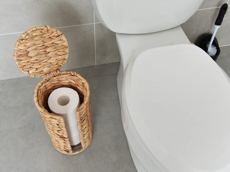 StorageWorks Water Hyacinth Free Standing Toilet Paper Holder Stand for Bathroom  3 Rolls of Toilet Tissue Storage  Toilet Roll Holder Stand for Powder Room and Under Sink - Image 3