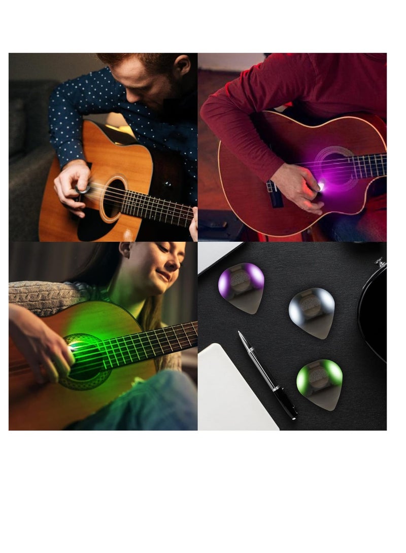 SOLARAE Auto LED Glowing Guitar Picks, 0.6mm Dazzling Colourful Illuminated Guitar Plectrum for Acoustic Electric and Bass Guitar, Guitar Accessories, White, Green, Pink - Image 4