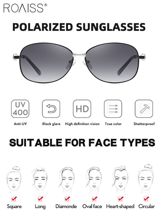 roaiss Oval Polarized Sunglasses for Women, UV400 Protection Sun Glasses with Metal Frame, Fashion Anti-glare Sun Shades for Female with Glasses Case, 58mm - Image 4