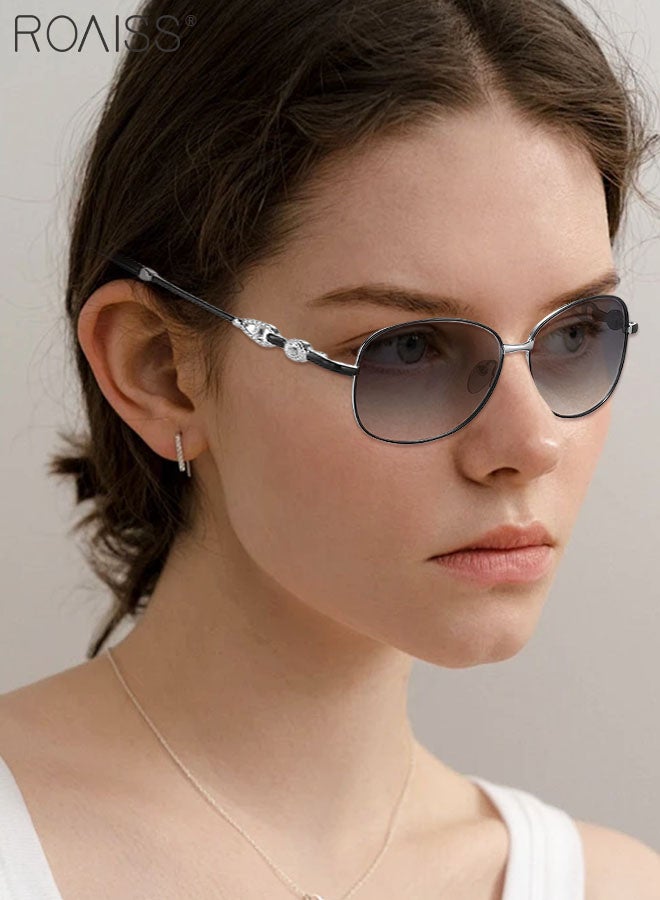 roaiss Oval Polarized Sunglasses for Women, UV400 Protection Sun Glasses with Metal Frame, Fashion Anti-glare Sun Shades for Female with Glasses Case, 58mm - Image 2